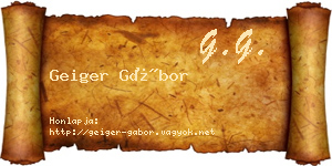 Geiger Gábor névjegykártya
